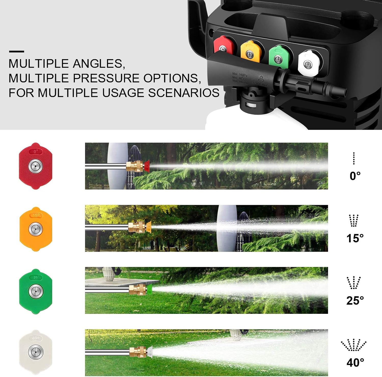 Pressure Washer WHOLESUN 3600PSI Pressure Washer 2.6GPM 1900W Electric Power Washer with 4 Nozzles for Cleaning Cars, Driveways, Garden : Garden & Outdoor