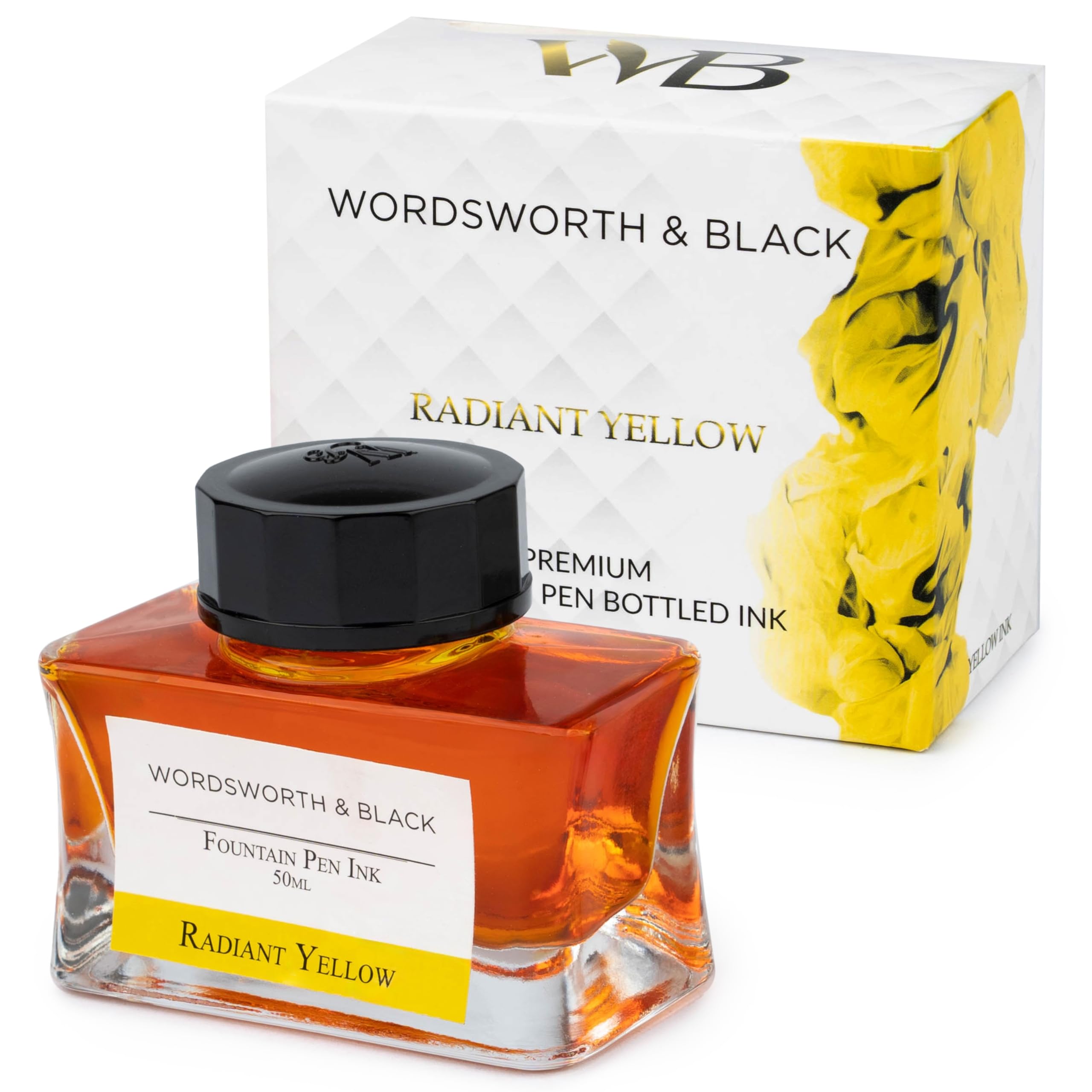 Wordsworth and Black Fountain Pen Ink Bottle (50 ml) Premium Luxury Edition, [Yellow] Fountain Pens Bottled Ink; Classic Designed Bottle Smooth Flow 50 ml