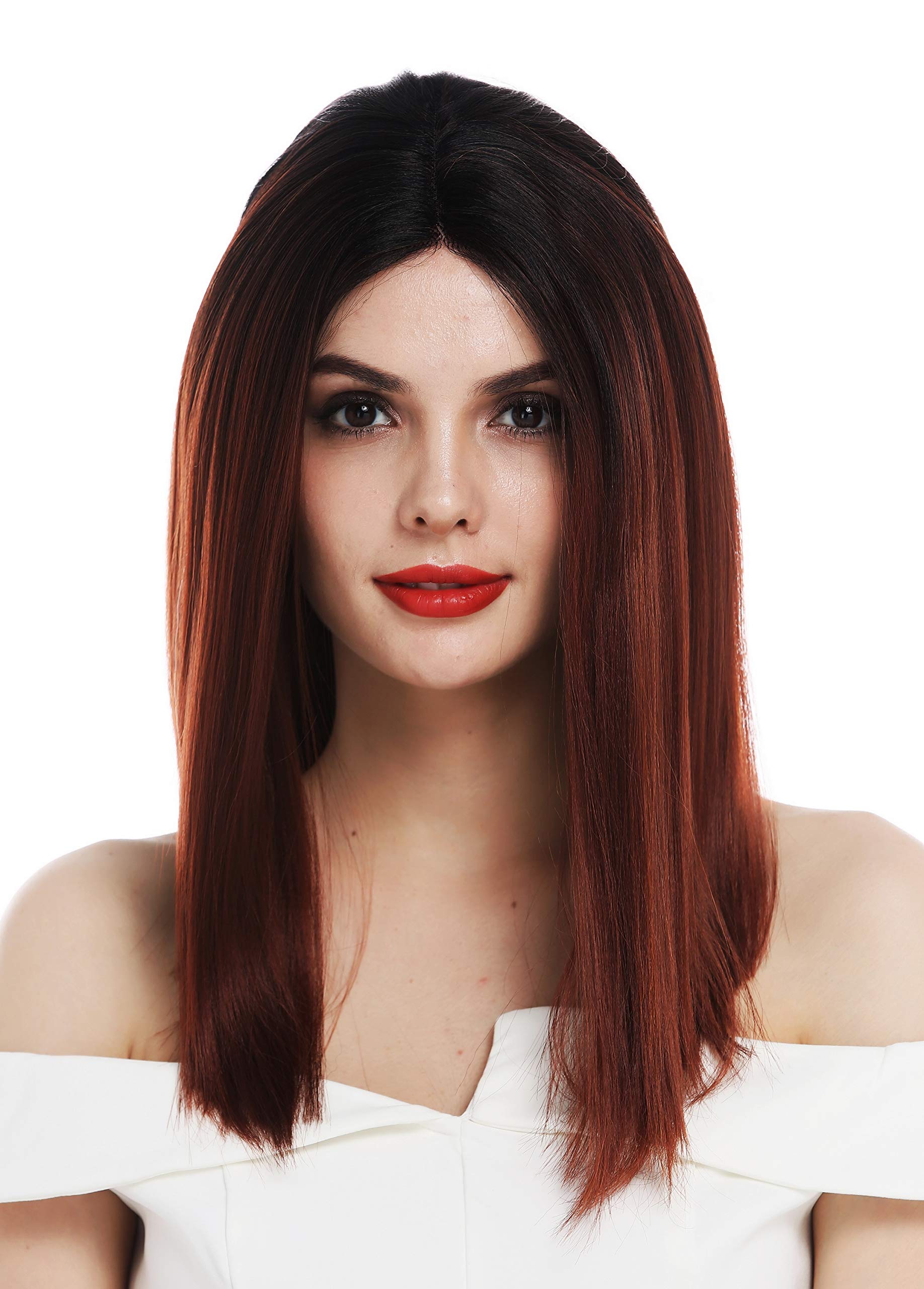 WIG ME UP - RGF-7253-MF wig women's wig lace front partial monofilament middle parting long sleek ombre black copper red