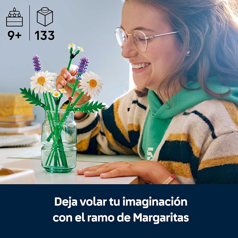 Botanicals Daisies - Bouquet de flores com margaridas e lavanda artificial - Decoração de quarto infantil - Presente para raparigas de 9+ anos e mulheres - 11508 — foto 2 de 8