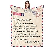 UFOORO Throw Blanket Gifts, Dad's Love Throw Blanket, Soft Fleece Gift for Daughter on Valentines Mother's Day Birthday, Heartfelt Present from Dad to Daughter, Best Gifts for Adult Daughters 55"X70"