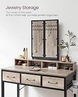 VASAGLE Dressing Table with Folding Mirror 3 Pieces Greige Black RVT004B02 view 8