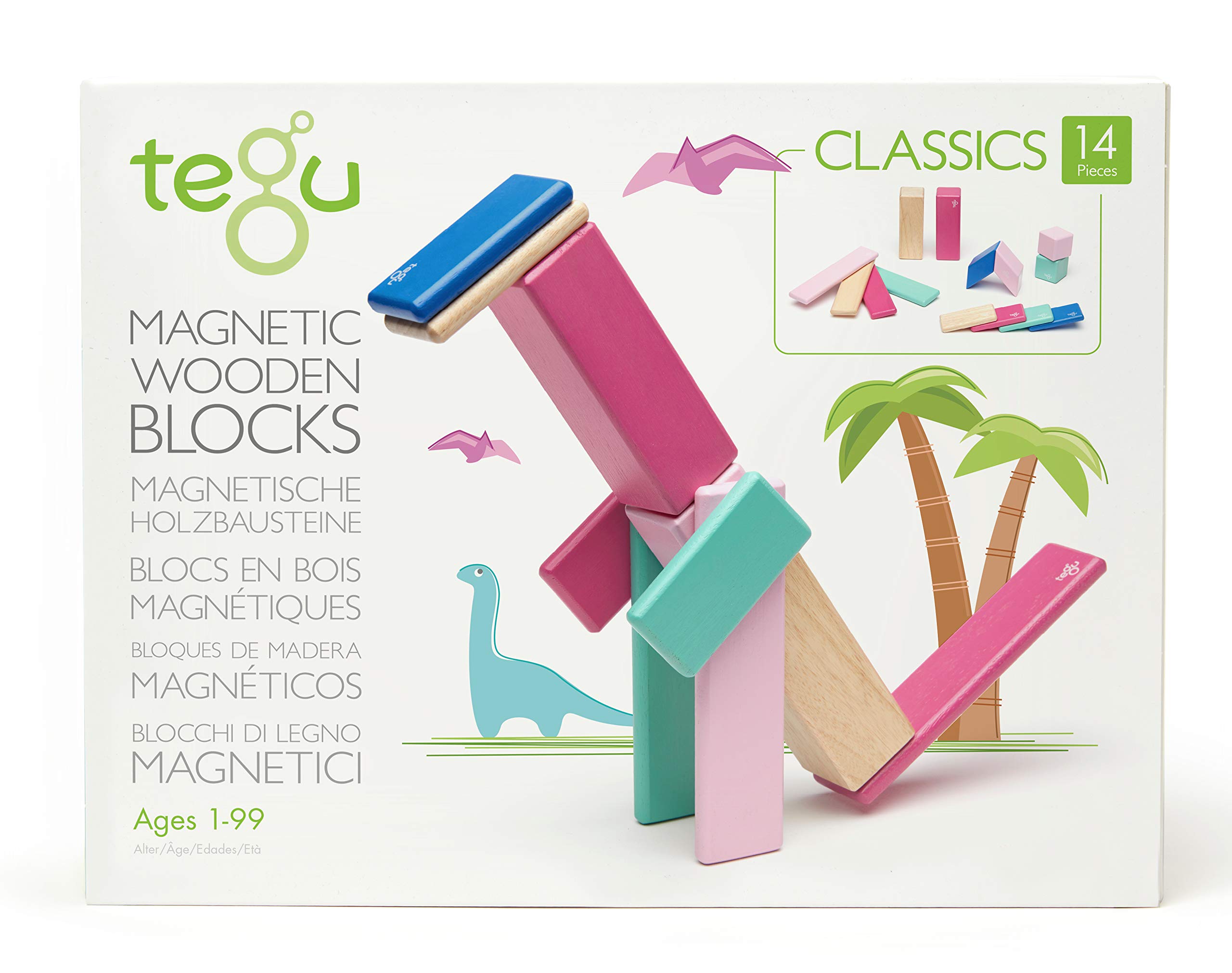 14 Piece Tegu Magnetic Wooden Block Set, Blossom