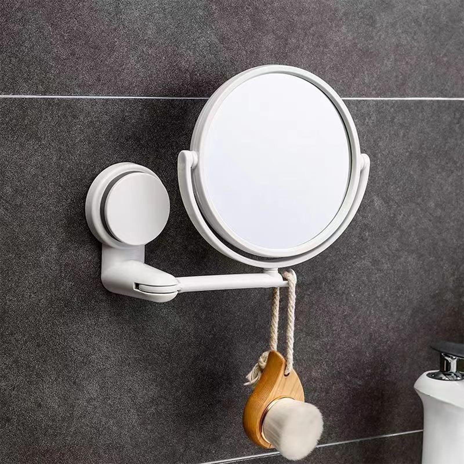Photo 1 of Ezcora Wall Mounted Makeup Mirror, 1X/3X Magnifying Mirror 360° Extendable Arm Mirror for Makeup, 6 Inch Double Sided Vanity Mirror for Bathroom, Wall Mirror for Teen Girls, Women (White)
