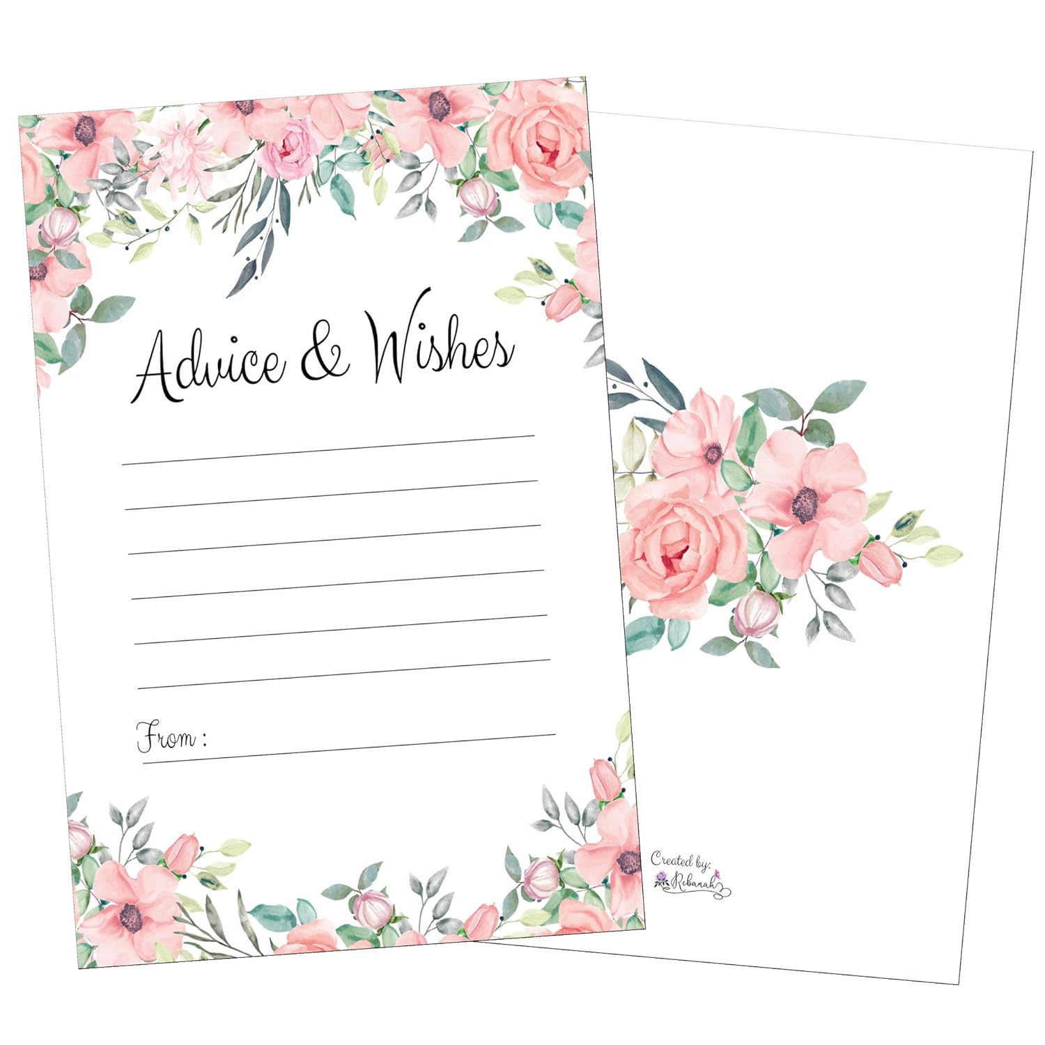 Amazon Com 50 Floral Pink Advice Cards Words Of Wisdom Marriage