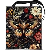 KSFFWQIN Witchy Butterfly Print Canvas Tote Bag for Women Floral Butterfly Dark Academia Reusable Grocery Shoulder Bag for Shopping Work Beach Gym Aesthetic Totes Gifts