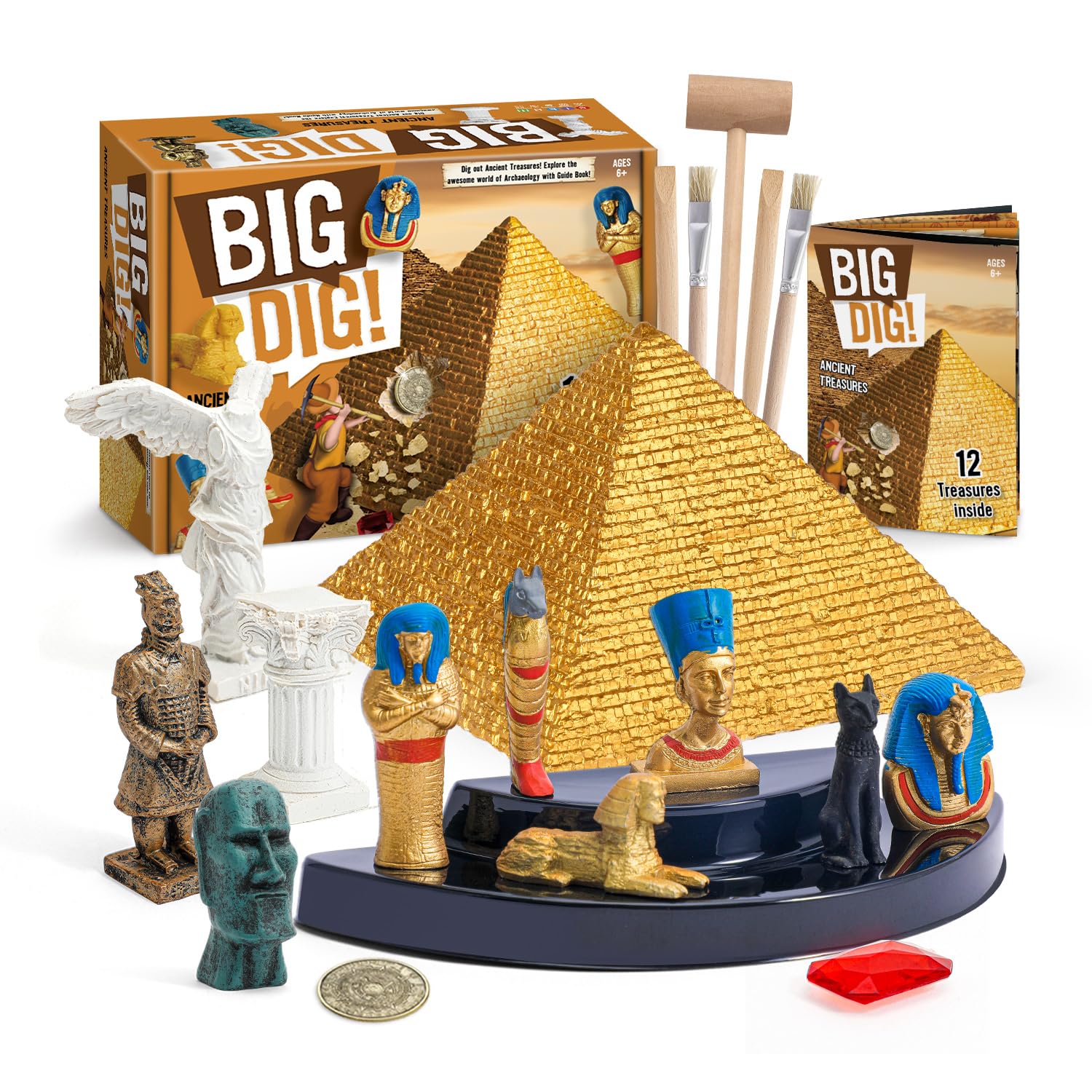 Photo 1 of Egyptian Pyramids Dig Kit, Ancient Civilization Excavation Set with Mummy Case & Sphinx - STEM Science Educational Toys, Archaeology Gifts for Kids
