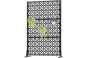 POZDEG Outdoor Metal Privacy Screen with Stand 72" H x 46" W Freestanding Decorative Privacy Fence and Garden Divider, Portable Divider Screens for Deck Patio Balcony Garden Outdoor & Indoor (Cross Shaped)