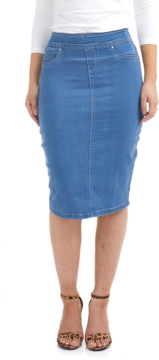 high waisted jean pencil skirt