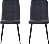 mcc direct Set of 4 Faux Suede Dining Chairs Metal Legs Black Grey Light Grey view 5
