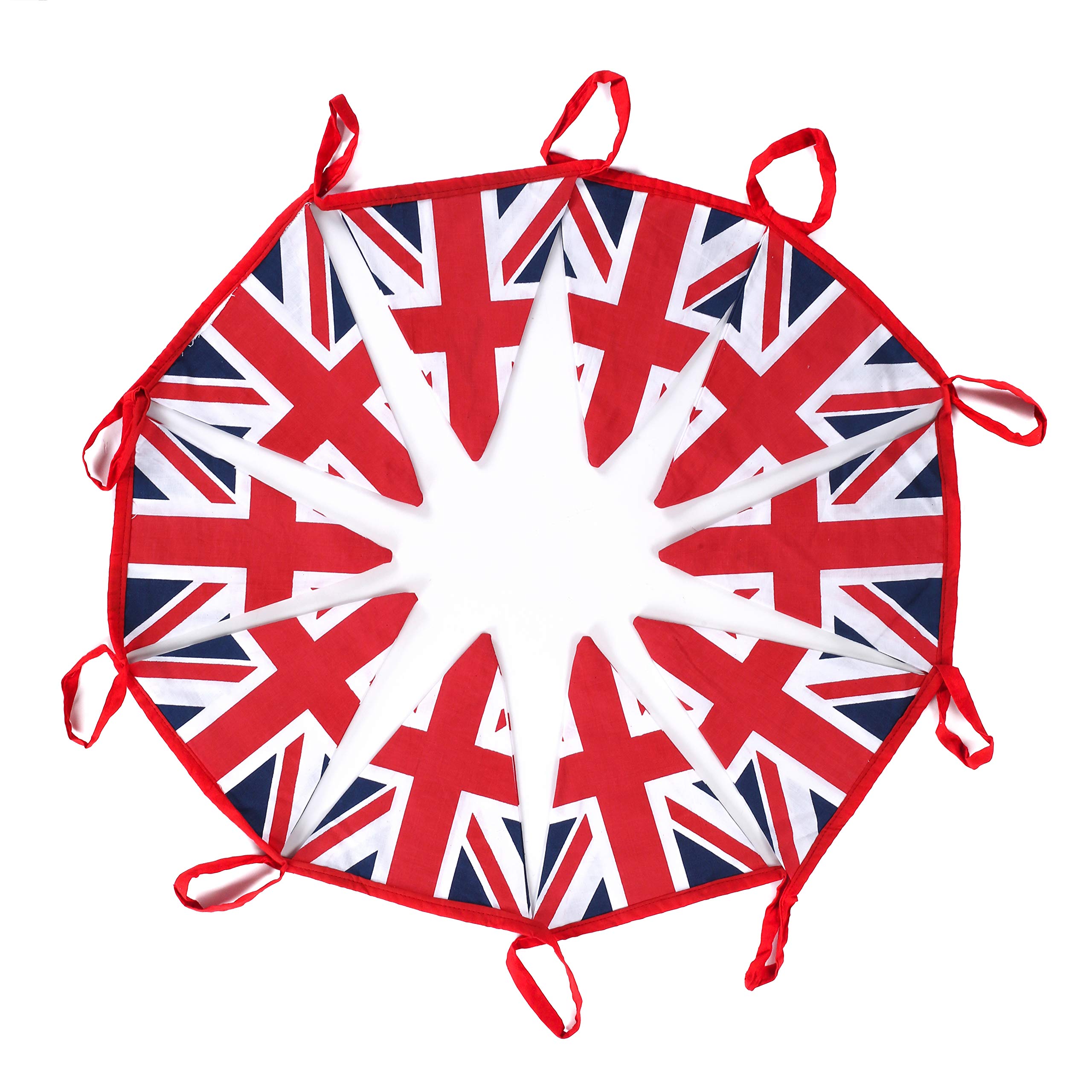 10 Meters Party Decor British Union Jack 100% Cotton Double Sided Patriotic Festival Decorative Bunting