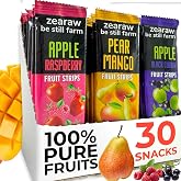 30 Fruit Leather Jerky Strips Variety Pack &mdash; Kids and Adults Healthy Snacks | Apple-Black Currant, Pear-Mango, Apple-Raspberry &mdash; Healthy Vegan Low-Carb Dried Fruit Snacks &mdash; Sugar Free Jerky Bars