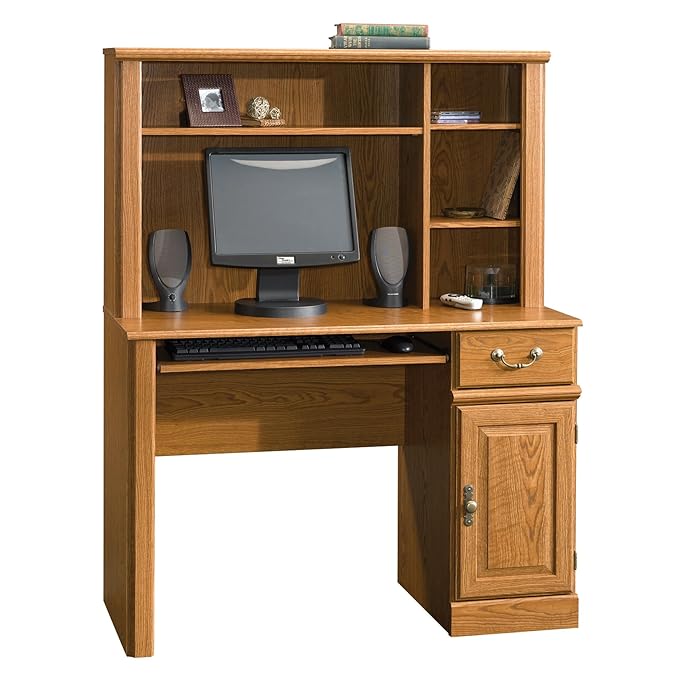 Sauder Orchard Hills Computer Desk with Hutch, Carolina Oak Amazon.co