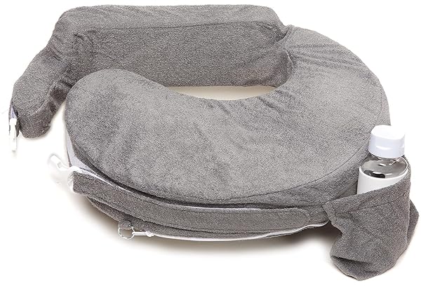 MY BREST FRIEND NURSING PILLOW – DELUXE – ENHANCED COMFORT W/ SLIPCOVER – ERGONOMIC BREASTFEEDING PILLOW FOR ULTIMATE SUPPORT FOR MOM & BABY – ADJUSTABLE PILLOW W/ HANDY SIDE POCKET, EVENING GREY