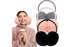 TAINAT 3 PCS Adjustable Winter Ear Muffs Faux Fur Warmers Cute Fuzzy Earmuffs Soft Warm Ear Covering for Women Girls
