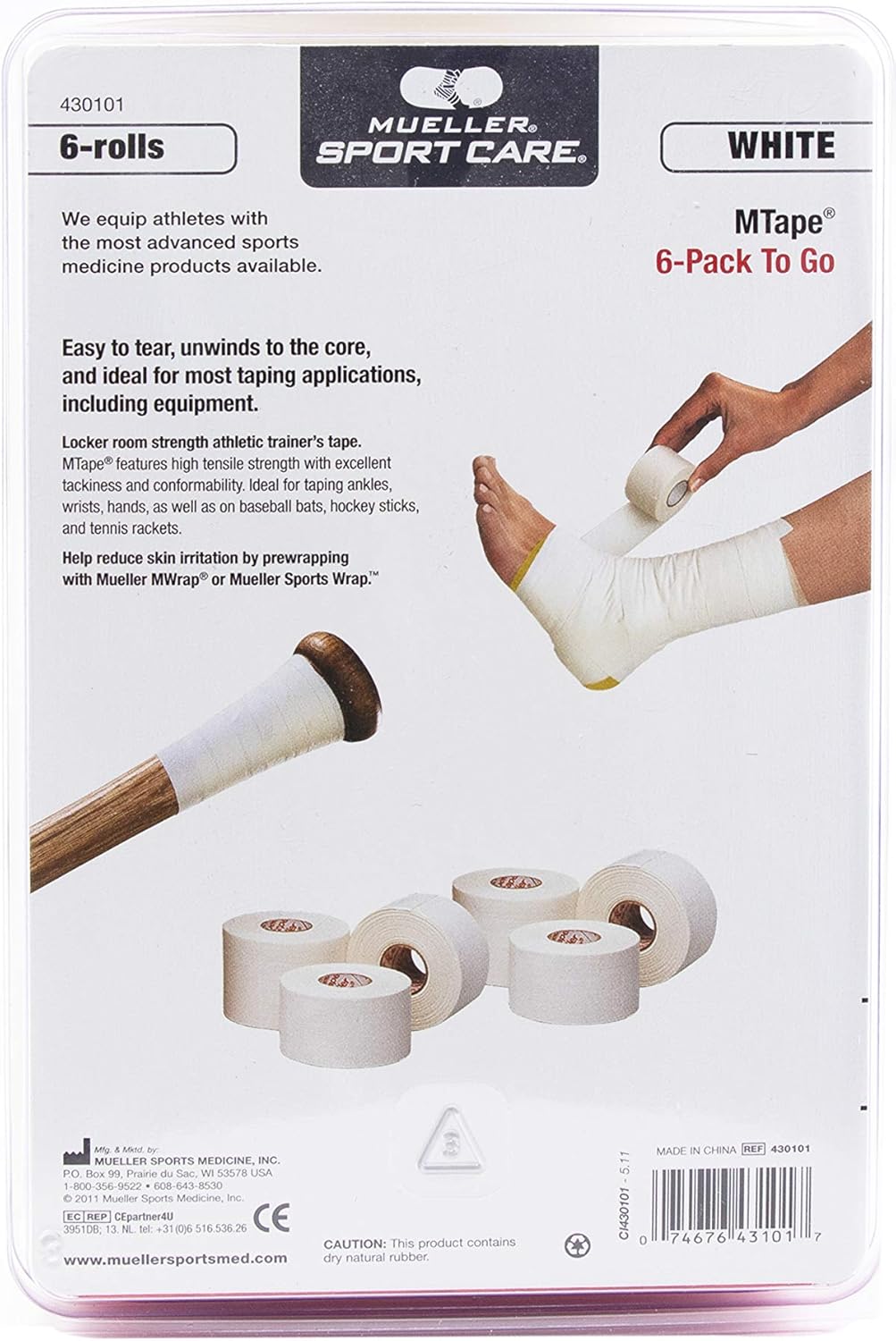 Mueller Athletic Tape, 1.5" x 10yd Roll, White, 6 Pack: Health & Personal Care