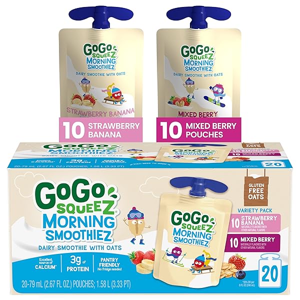 GOGO SQUEEZ MORNING SMOOTHIEZ VARIETY PACK, MIXED BERRY...
