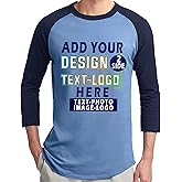NACRE APPAREL Personalized Raglan Tee for Men Women Add Your Text Photo Design Two Sided Baseball Shirt