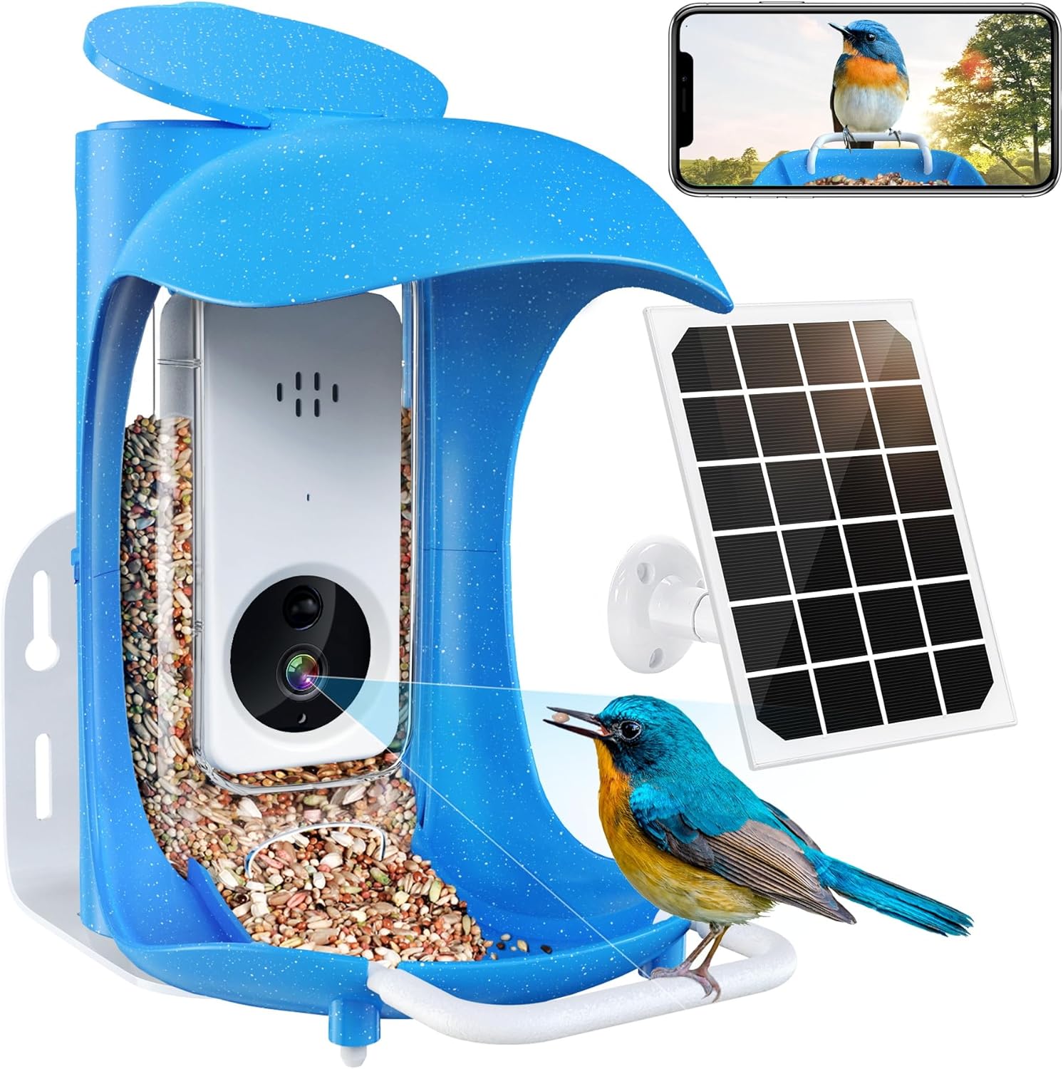 Backyard Birding & Wildlife - BirdDock Bird Feeder with Camera, Smart Bird Feeder Camera with Solar Panel, Free AI Identify Bird Species, Auto Capture Bird Videos, Ideal Gift for Bird Lover