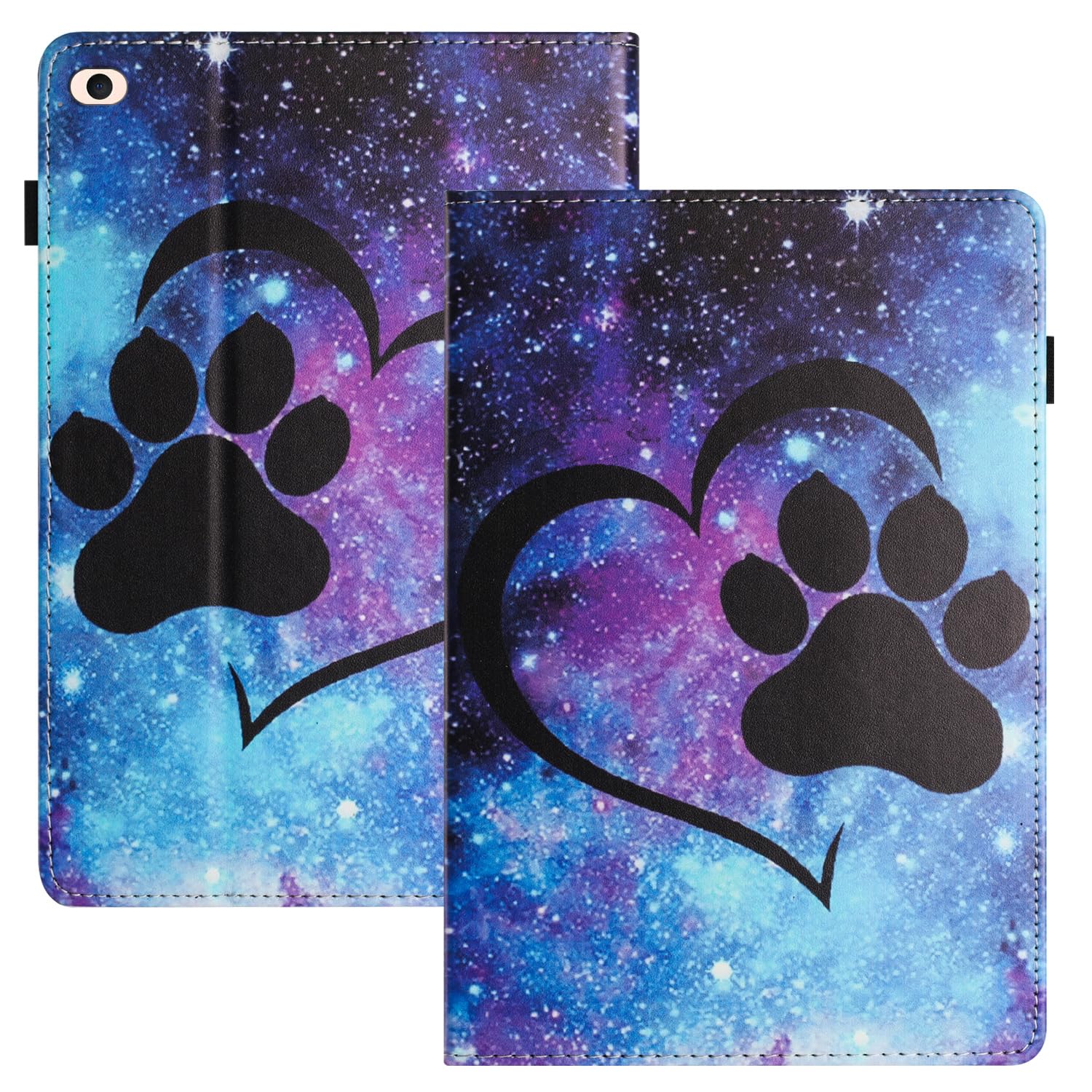 LSPCASA iPad Mini Case - PU+TPU Protection, Auto Wake/Sleep, Card Slots, Heart Cat Paw Pattern