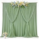 10ft x 10ft Sage Green Backdrop Curtains, Sage Green Drapes for Backdrop Wedding Birthday Party Photo Booth, Green Curtain Backdrop Wrinkle Free Draping Fabric