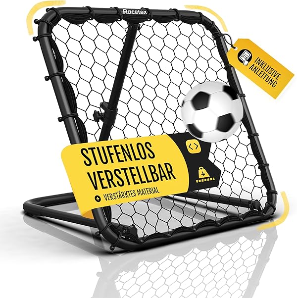 Racetex Rebounder für Fußball Kinder [STUFENLOS VERSTELLBAR] - Fußball Rebounder Kinder und Jugendliche - Prellwand Fussball für EIN besseres und abwechslungsreiches Training