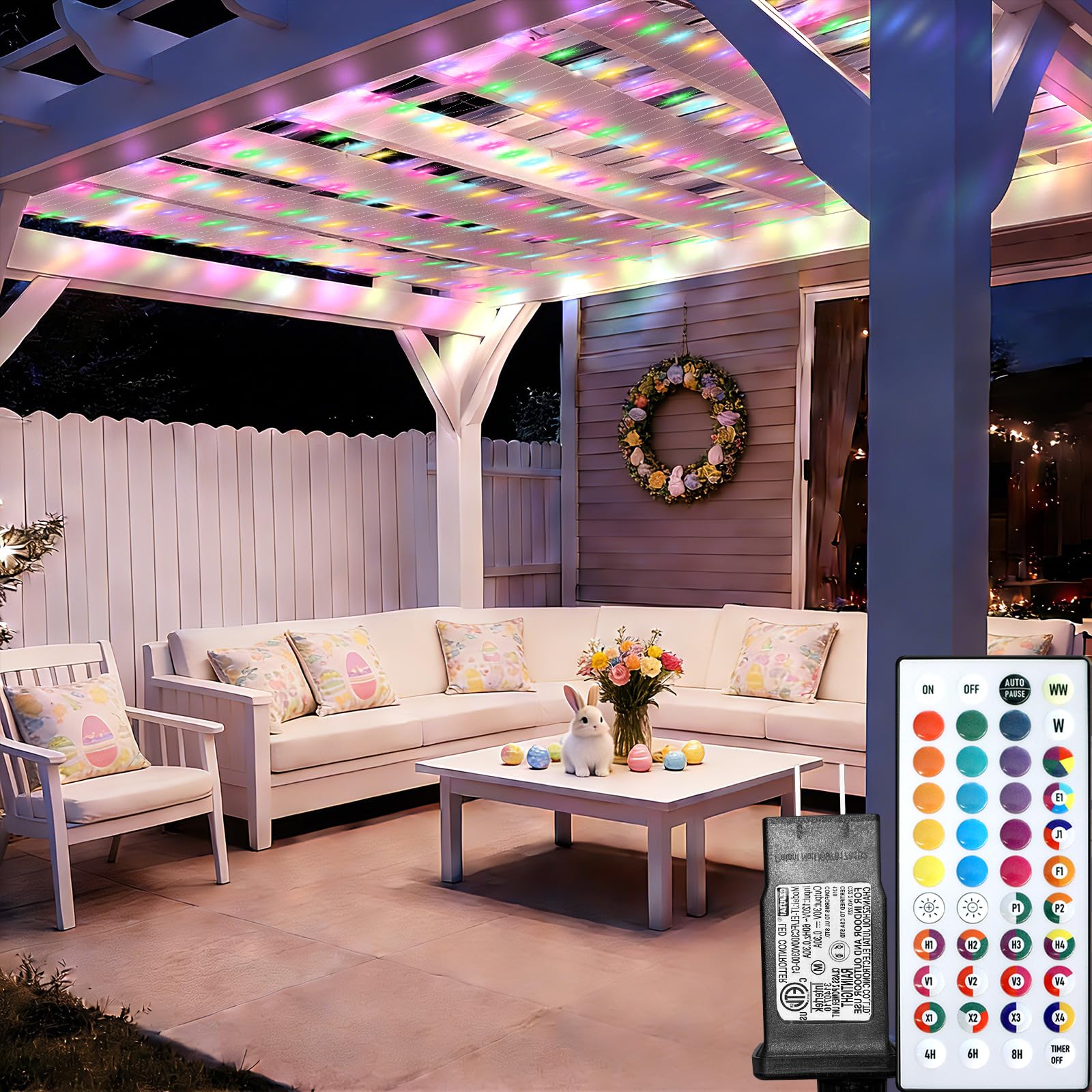 Photo 1 of 12ft x 12ft Net Lights Easter Decorations, 400LED 35 Colors Changing Large Gazebo Net Lights Clear Wire, Waterproof Fairy Lights Chandelier for Patio Pergolas Backyard Bush Wedding Outdoor Party