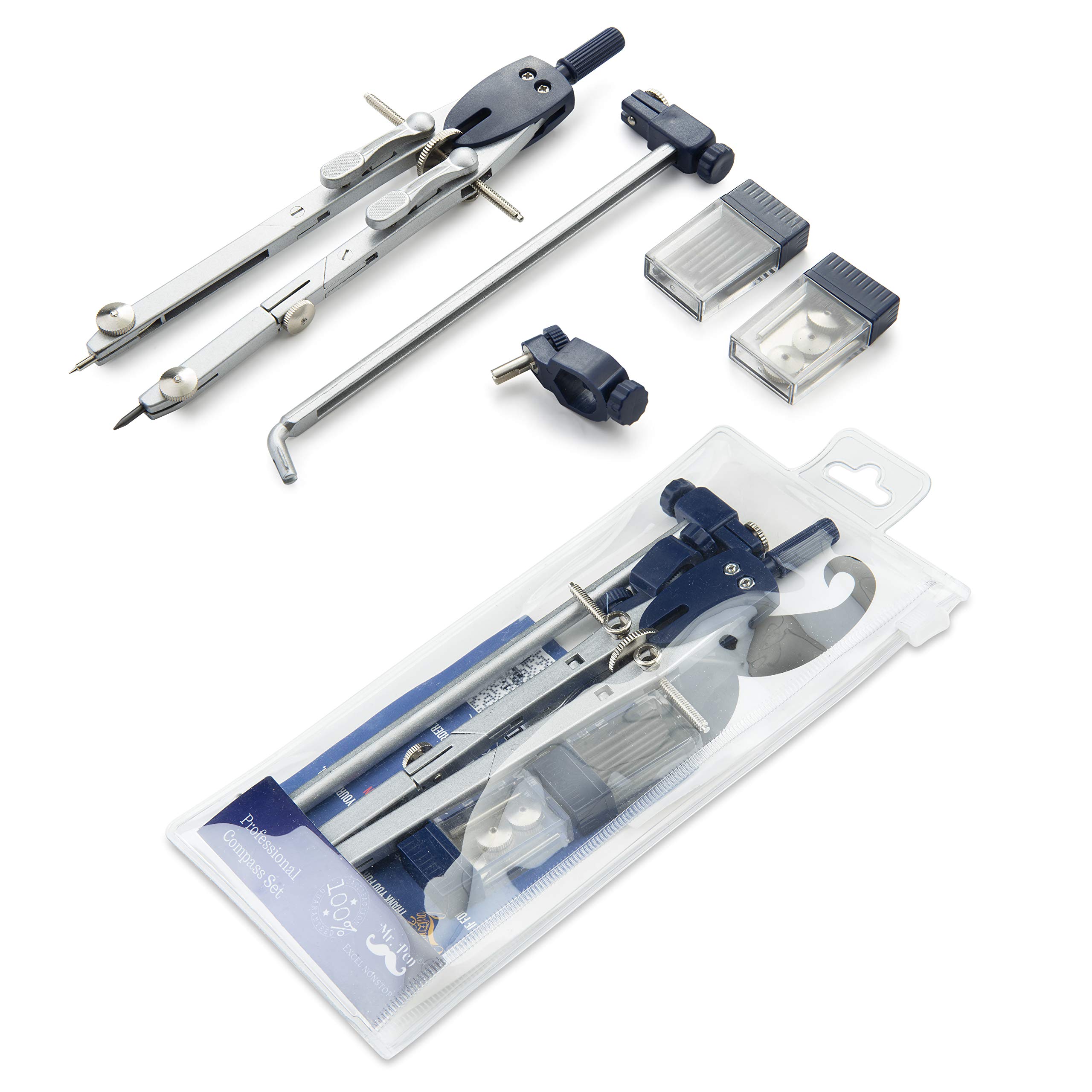 Mr. Pen Professional Compass with Lock, Up to 18 inch Diameter, Compass for Geometry, Drafting