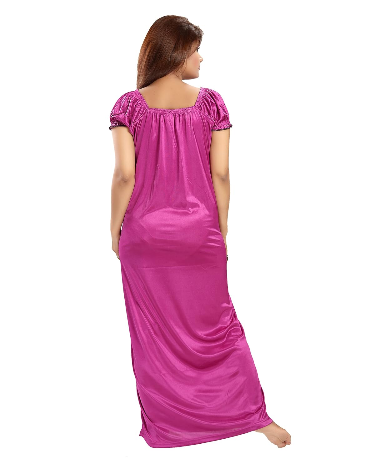 shopping station women's satin nighty (pink_free size)