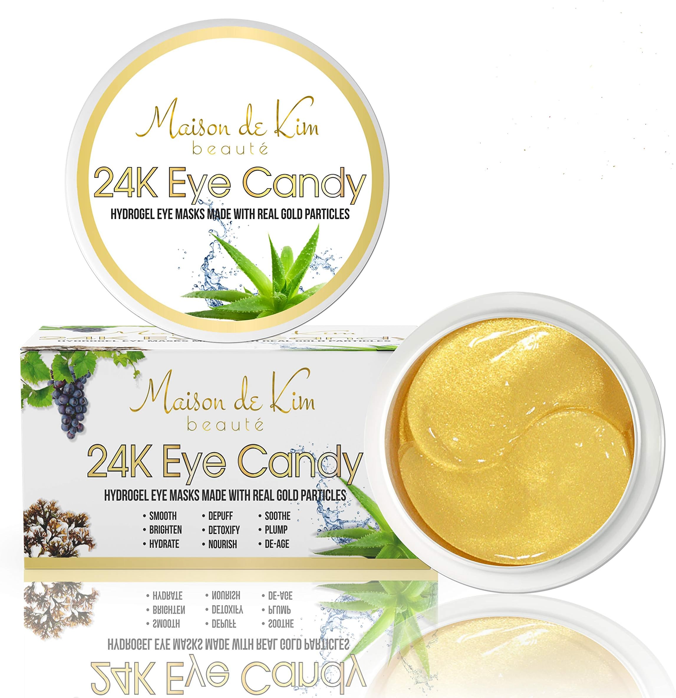 (30 Pairs) 24K Gold Eye Masks | Seaweed, Real Gold Particles, Aloe Leaf Juice, Caffeine, Collagen, Hyaluronic Acid | Luxury Anti-Aging Eye Treatment for Eye Wrinkles, Puffy Eyes, Dark Circles