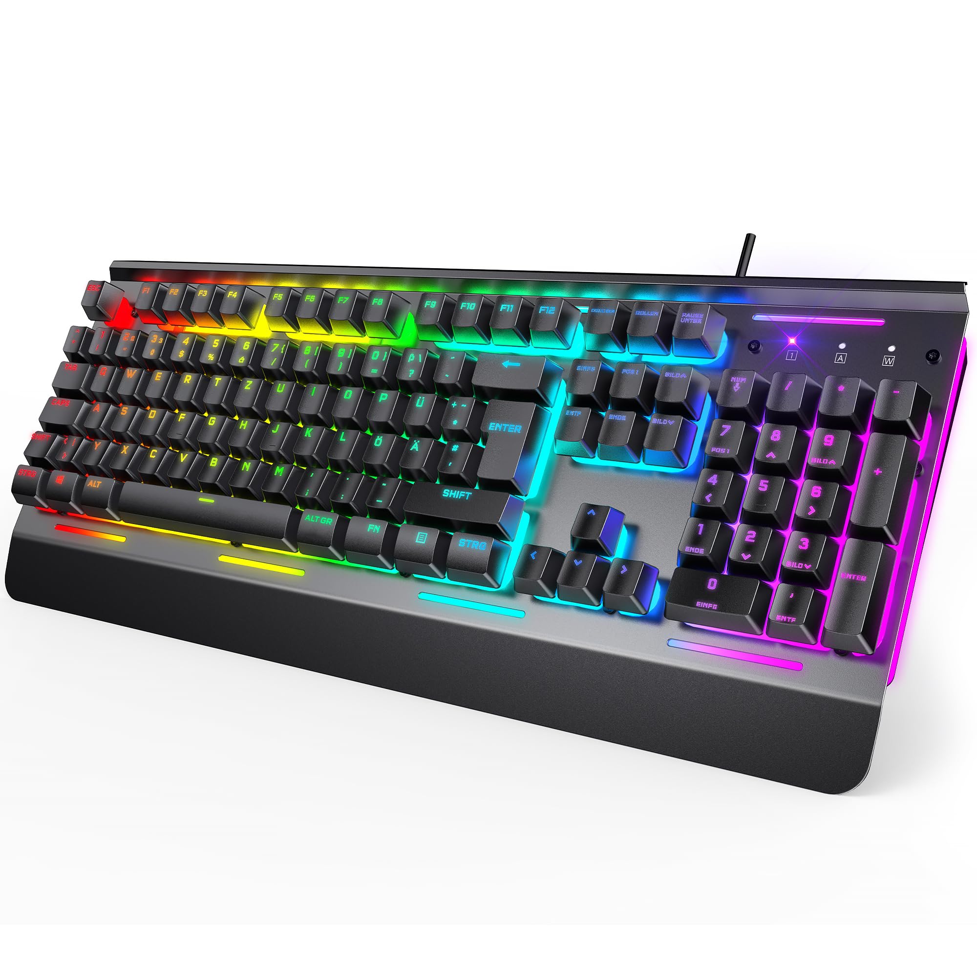 TECKNET Gaming Tastatur 105 Tasten Membrantastatur mit Vollmetall-Gehäuse