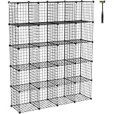 C&AHOME Wire Cube Storage, 20-Cube Organizer Metal, Wire C Grids Storage, Storage Bins Shelving, Modular Bookshelf Shelf, Closet Cabinet Ideal for Home, 48.4”L x 12.4”W x 60.6”H Black UWCSM20B