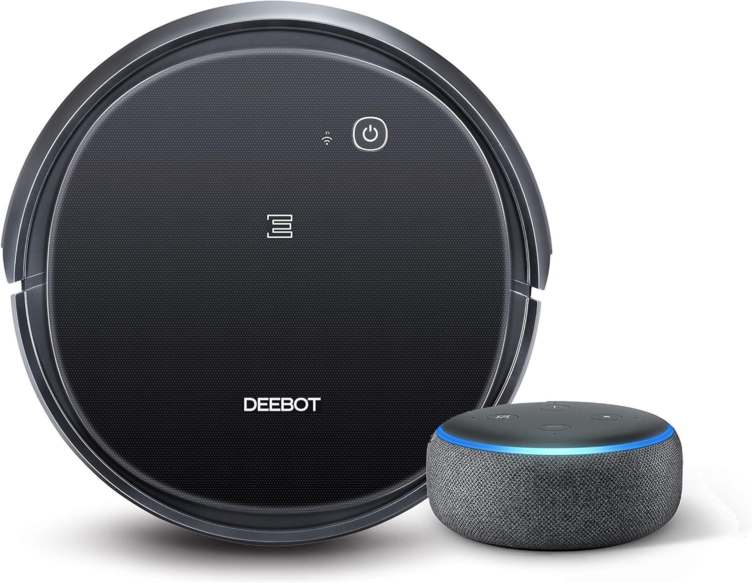 ECOVACS DEEBOT 500 Robotic Vacuum Cleaner with Max Power Suction bundle with Echo Dot (3rd Gen) Charcoal Gray