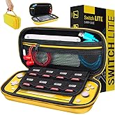 Case for Nintendo Switch Lite - Orzly Protective Carry Case with Storage for Switch Lite Games & Accessories [Yellow]