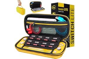 Case for Nintendo Switch Lite - Orzly Protective Carry Case with Storage for Switch Lite Games & Accessories [Yellow]