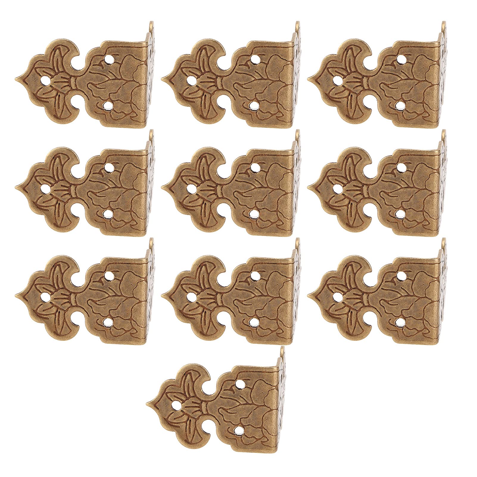 10PCS Corner Decorative Protectors Vintage Desk Edge Safety Bumpers Decorative Jewelry Box Corner for Furniture Cabinet[Bronze] Corner Shelves