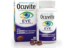 Ocuvite Eye Vitamin & Mineral Supplement, Contains Zinc, Vitamins C, D, E, Omega 3, Lutein & Zeaxanthin, 50 Count