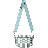 Zyberion Woven Crossbody Bag for Women, Checkered PU Bum Bag Sling Purse with Adjustable Strap for Travel, Festivals