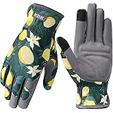 KDK Gardening Gloves for Women, Flexible Breathable Garden Gloves, Leather Working Gloves for Weeding, Digging and Pruning (S-Lemon)