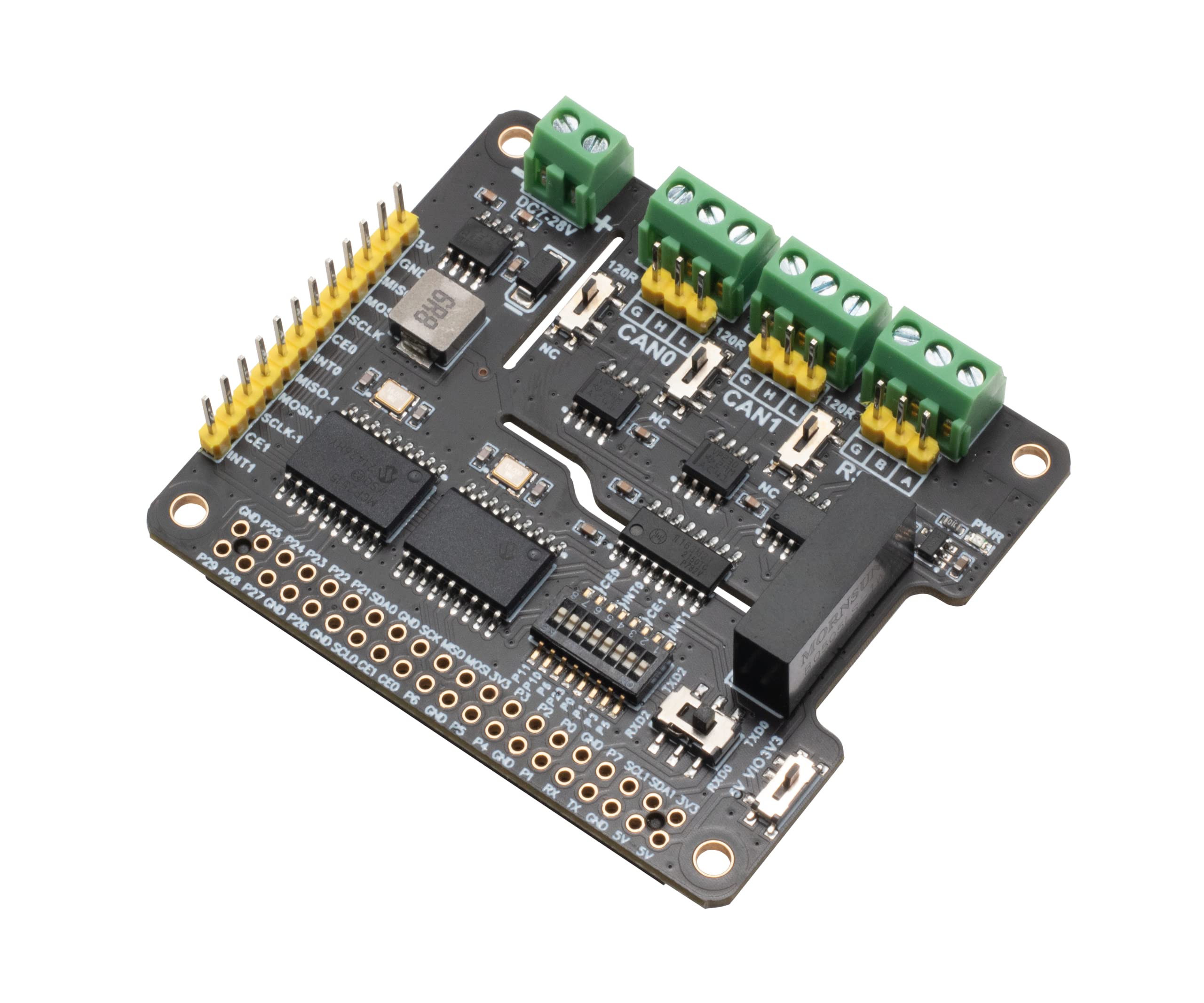 XICOOLEE Isolated RS485 CAN HAT for Raspberry Pi Ardui STM32 2-Ch CAN Bus+1-Ch RS485 Adopts MCP2515 + SN65HVD230 Dual Chips Slide Switch 3.3V 5V Level Multiple Protection Circuits