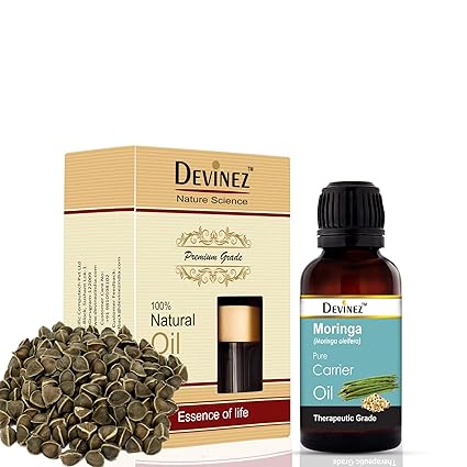Devinez Moringa Seed Cold-Pressed Oil, 50ml 100% Pure, Natural & Undiluted for Anti-aging, Natural glow, Fights acne, black heads and dark spots, Moisturizes scalp, Stronger hair, Fights dandruff & split ends