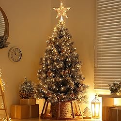 Christmas Star Tree Topper, Plug in Gold Glittered