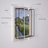 NeatiEase Adjustable Magnetic Window Screen 90x140 cm White Frame Black Mesh view 5