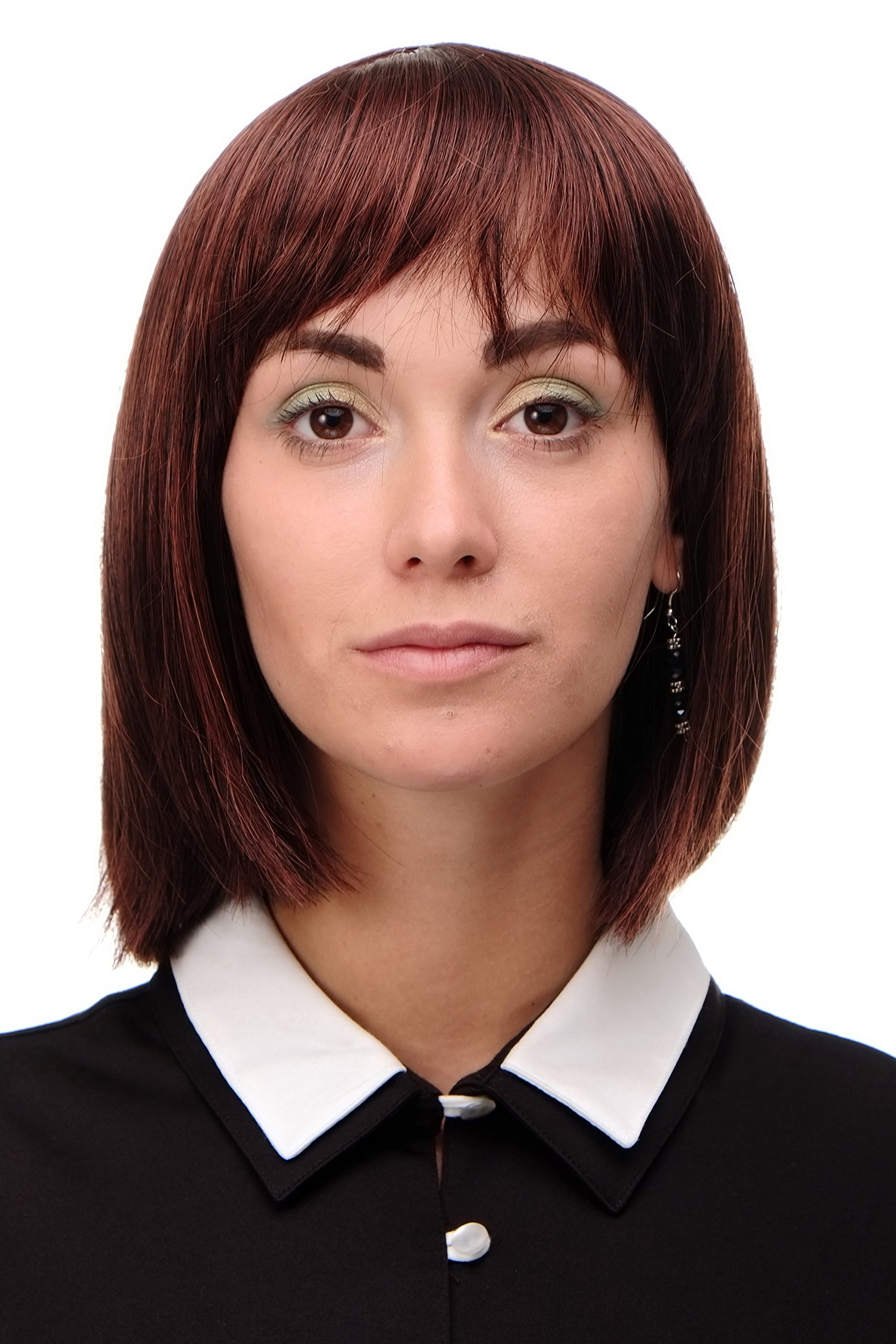 WIG ME UP 7803-3003 Lady Quality Wig short Page Long Bob Longbob fringe bangs medium mahogany brown