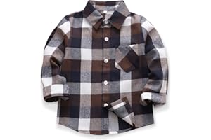 OCHENTA Men's & Boys Flannel Shirts Button Down Long Sleeve Plaid Shirt Family Matching Outfits