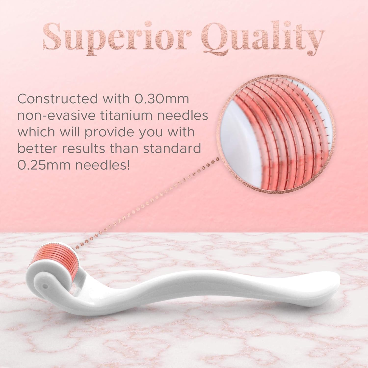 Derma Roller Microneedling Kit for Face 0.30mm - Complete Skin Set with Vitamin C Serum 20% Hyaluronic Acid - Microneedle Roller Microdermabrasion 540 Titanium Micro Needles - Includes 3 Free Ebooks: Beauty
