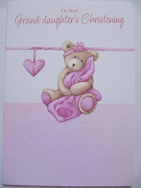 Biglietto D Auguri Decorato Con Glitter Per Il Battesimo Di Una Nipote Con Scritto Grand Daughters Christening Lingua Italiana Non Garantita Amazon It Casa E Cucina