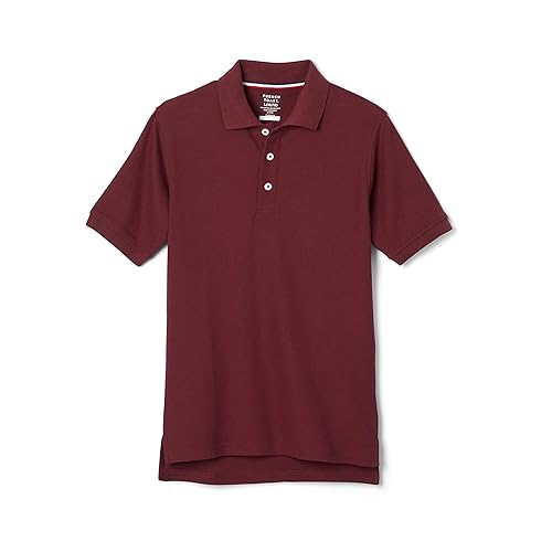 French Toast boys Short Sleeve Pique (Standard & Husky) Polo Shirt, Burgundy, 10-12 Husky