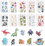 ACWOO Kids Temporary Tattoos 60 Sheets Mermaid Dinosaur Cartoon Waterproof Fake view 7