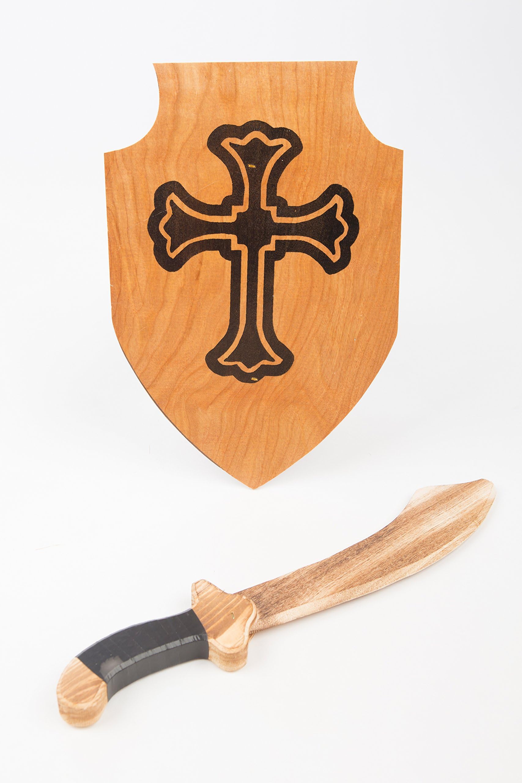 Texas Toy Workshop Classic Child's Wooden Sword and Shield Set - Cross